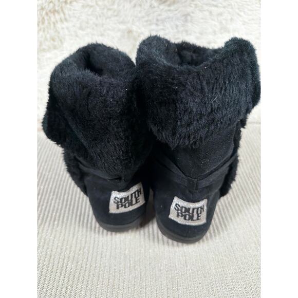 South Pole Boots Womens Size 10W Black Faux Fur Cabin Slipper House Shoes - Picture 5 of 11